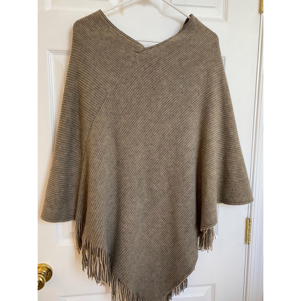 Brown fringe poncho
